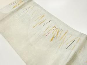 曲線に抽象横段模様織出し開き名古屋帯（額縁仕立て）